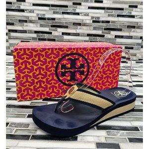Tory Burch Navy and Beige Sandals